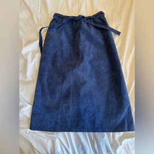 Blue Suede Midi Skirt Size 8 Has Pockets Back Zipper And Tie